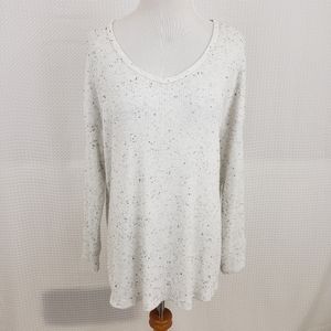 American Eagle Ribbed Top Long Sleeve Tee White Black Comfy size Medium Cozy